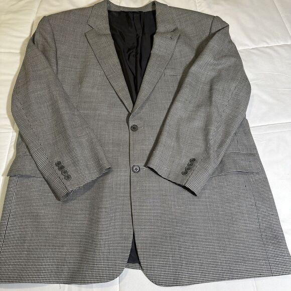 Coppley Ermenegildo Zegna Black Houndstooth Blazer SportCoat 46R Wool Silk Linen - Picture 14 of 14